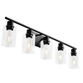 VEVOR 5-Light Bathroom Vanity Lights, 37.1-Inch, Modern Light Fixtures Above Mirror with Clear Glass Shade, 60W, Wall Lighting for Living Room, Bedro