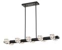 Rectangle Chandelier for Dining Room, 8-Light Black Farmhouse Linear Pendant Light Fixture, Modern Crystal Hanging Lighting Chandelier for Lobby, Kit