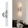 Wall Sconces Set of Two, Hardwired Brushed Nickel Bathroom Sconces Wall Lighting with Clear Glass, Modern Sconces Wall Decor Set of 2 Wall Light fixt