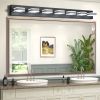 45" Modern Black 7-Light LED Vanity Light, Square Acrylic Lampshades Wall Mount Fixture for Bathroom, Mirror Lighting