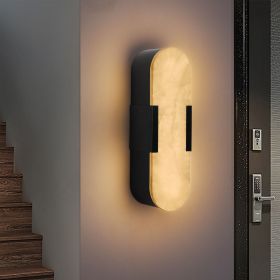 13.8" Natural Marble Wall Sconce, Black Sconces Set of Two, Indoor Modern Bathroom Sconces Wall Lighting for Living Room, Bedroom, Hallway, Stairs