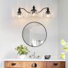 24 Inch 3-Light Vintage Bathroom Wall Sconce – Elegant Black Metal and Glass Lampshade Vanity Light Fixture for Bathroom, Hallway, or Bedroom (Bulb N