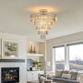 Large crystal chandelier in white chrome color, modern style chandelier, dining room, living room, bedroom (Without Bulb)
