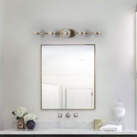 Bathroom Vanity Light, LED 5 Bulb Crystal Sand Acrylic Shades, Wall Mounted Decorative Lighting Fixture, Suitable for Bathroom Vanity Mirror (Champag