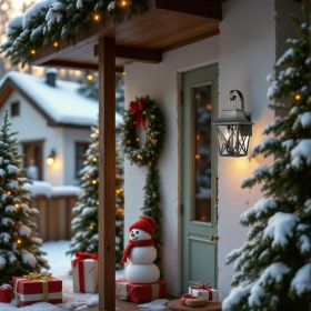 Black Outdoor Wall Lantern 2-Light, Large Outside Modern Wall Sconce Light Fixture, Industrial Porch Light Wall Mount with Glass, Waterproof Farmhous