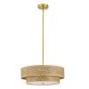 17.7 Inch Woven Rattan Linen Semi Flush Mount Ceiling Light Fixture, Modern Boho Drum Lamp for Bedroom, Kitchen, Dining Room, Living Room, Hallway