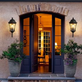 2-Pack Vintage Wall-Mounted Outdoor Lantern Light â€“ Elegant Black Metal Sconce for Porch, Patio, and Garden Lighting (Bulb Not Included)