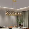 39" Contemporary Crystal and BlackGold Pendant Chandelier – Geometric Modern Light Fixture for Dining Room, Kitchen, or Living Room (Bulb Not Include