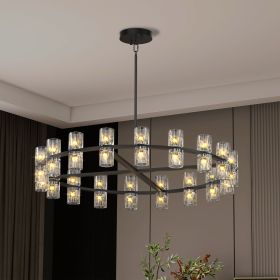 (L005030-D36-P36B/W1340P310778)36 Inches Luxury Chandeliers Crystal Living Room Decorative Lights Simple Modern Dining Room LED Lighting,for Home Dec