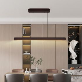 39-inch Walnut Wood Modern LED Pendant Light, Adjustable Hanging Light for Dining Room, Kitchen, Living Room â€“ Sleek Walnut Color Finish