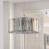 17" Modern Crystal Drum Pendant Chandelier with Chrome Finish – Elegant Lighting Fixture for Living Room, Bedroom, or Dining Area (Bulb Not Included)