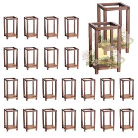 24 Pcs Wooden Wedding Lantern, Cedar Wood and Plastic Wooden Lantern Candle Holder