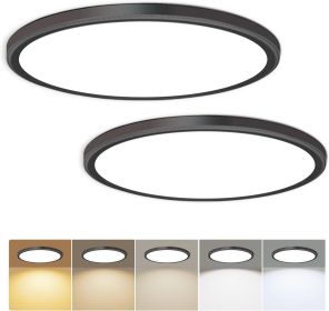 Hunhun 2 Pack 3200lm LED Flush Mount Ceiling Light 28W 12 Inch 5CCT Adjustable Super Slim 0.87 inch Round Ceiling Lamp for Bedroom, Living Room, Kitc