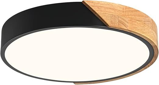 Vikaey Modern LED Ceiling Light, Minimalist Wood Flush Mount Ceiling Light Fixture, 4000K Not Dimmable, Circle Lighting Lamp with Acrylic Lampshade f