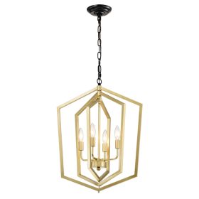 4-Light Farmhouse Kitchen Chandeliers, Vintage Cage Light Fixture Adjustable Height Chandeliers for Dining Room Hallway Foyer Entryway(E12 Bulbs Not