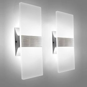Modern Wall Sconces Set of Two, Led Wall Light 10w, 6000k White Light Up Downlight