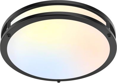 36W LED Flush Mount Ceiling Light Fixture, 13inch LED Ceiling Light 3600LM, Modern Black Ceiling Light 2700K/3000K/4000K/5000K/6500K 5CCT, Dimmable C