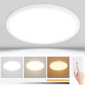Modern 12'' Led Ceiling Light Fixture, 0.67 Inch Ultra Thin Flush Mount, Brightness Dimmable & 3000K/4500K/6000K Selectable, 22W 2200LM, White, for B