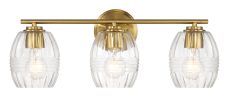 Luster Three Lights Vanity With Clear Glass for Bathrooms above Mirror Wall Lamp - Satin Brass
