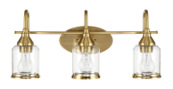 Twilight Three Lights Brushed Gold Contemporary Vanity Light 22"W × 10"H × 7.48"E with Clear Glass