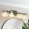 Vintage 4-Light Wall Sconce with Clear Crystal Shades, Black Iron Finish Vanity Light Fixture for Bathroom or Hallway (No Bulbs)