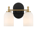 Vortex Two Lights Vanity in Traditional Style for Over Bathroom Mirror Wall Sconce 12.25"W × 10.125"H × 5.5"E With White Frosted Glass