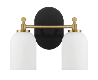 Vortex Two Lights Vanity in Traditional Style for Over Bathroom Mirror Wall Sconce 12.25"W × 10.125"H × 5.5"E With White Frosted Glass