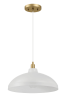 Astral Single Light White Pendant Lamp with Golder Brass Finish for Entrance Kitchen Island 14"D × 8"H