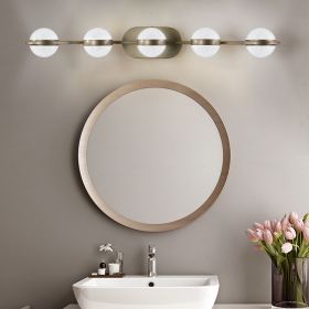 Modern Minimalist Bathroom Vanity Light, LED 5 Bulb Frosted Glass Shades, Wall Mounted Decorative Lighting Fixture, Suitable for Bathroom Vanity Mirr