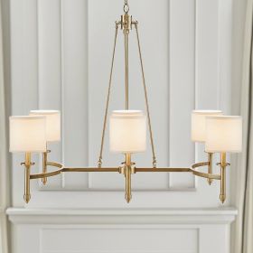 6-light Chandelier with Fabric Drum Shades