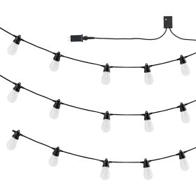 VEVOR RGB Outdoor String Lights, 50FT, Outside Patio Lights with APP Control 15 Bulbs, 15 Single-Color Adjustable Brightness Time Setting, Waterproof