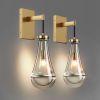 Wall Sconces Set of Two, Brass Modern Raindrop Glass Sconces Wall Lighting, Gold Wall Light Fixtures Indoor Wall Light, Vanity Light Fixture Wall Lam