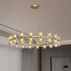 Modern 36" Gold Round Chandelier Light Fixture, K9 Crystal Chandeliers for Dining Room, Living Room, Dining Room Chandeliers Over Table, Chandelier f