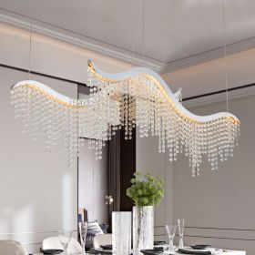 36-inch Modern Wave LED Crystal Chandelier - Adjustable Color Temperature 3000K/4000K/6000K - Adjustable Height - Elegant Chandelier for Living Room