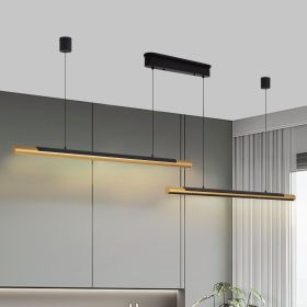 75-inch Modern Black and Gold LED Pendant Light, Adjustable Hanging Light for Dining Room, Kitchen, Living Room â€“ Sleek Dual Tube Design