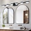 43" Black Minimalist LED Bathroom Vanity Light with Crystal Sand Acrylic Shades,6-Light Wall Mounted Decorative Lighting Fixture, Suitable for Bathro