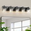 5-Light Bathroom Vanity Light Bathroom Light Fixtures Over Mirror, 31" Black Vanity Lights with Glass Shade, Modern Wall Sconce for Cabinet Porch Bed