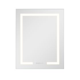 Lighted Medicine Cabinet with Mirror, 24 x 30 in Recessed or Wall Mount, 3 Color Dimmable LED Bathroom Medicine Cabinet with HD Mirror, Clock, Adjust