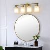 24" Modern 4-Light Vanity Wall Sconce, Golden Finish with Frosted Glass Shades for Bathroom or Hallway Lighting (No Bulbs)
