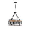 Modern American luxury chandelier E26 white wooden retro round chandelier 6 bulbs, without bulbs