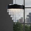 18-inch Modern Crystal Chandelier with Black Imitation Velvet Anti-Glare Shade, Adjustable Height, 8-Light G9 Base for Dining Room, Living Room, or B