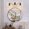24 Inch 3-Light Vintage Bathroom Wall Sconce – Elegant Black Metal and Glass Lampshade Vanity Light Fixture for Bathroom, Hallway, or Bedroom (Bulb N
