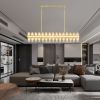 Crystal Brass Rectangle Chandeliers for Dining Room, 54in Gold Farmhouse Chandeliers for Dining Room, Modern Rectangle Crystal Chandelier for Kitchen