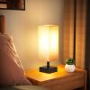 Small Table Lamp for Bedroom - Bedside Lamps for Nightstand, Minimalist Night Stand Light Lamp with Square Fabric Shade, Desk Reading Lamp for Kids R