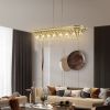 39" Modern Crystal Linear Rectangle Chandelier with Gold Finish, Elegant Pendant Light with Cascading Beads, for Dining Room, Living Room, or Foyer (
