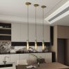 Gold Pendant Light Fixtures, 3 Pack Modern Pendant Lighting with Clear Striped Glass Shade, Hanging Pendant Lights Kitchen Island, Farmhouse Pendant