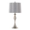 Ashland 27" Contemporary Metal Table Lamp in Brushed Nickel with Grey Textured Linen Shade from Grandview Gallery by - Set of 2