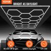 Hexagon Garage Lights, 86400LM, 6500K 14 Grid Systems Honeycomb Hexagonal Garage LED Lights, DIY Cool White Car Detailing Garage Ceiling Lighting Bri