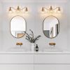 24 Inch 3-Light Vintage Bathroom Wall Sconce – Elegant Golden Metal and Glass Lampshade Vanity Light Fixture for Bathroom, Hallway, or Bedroom (Bulb
