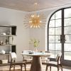 29" Mid-Century Modern 12-Light Starburst Chandelier â€“ Gold Sputnik Pendant Light Fixture for Living Room, Dining Room, or Foyer (Bulb Not Included)